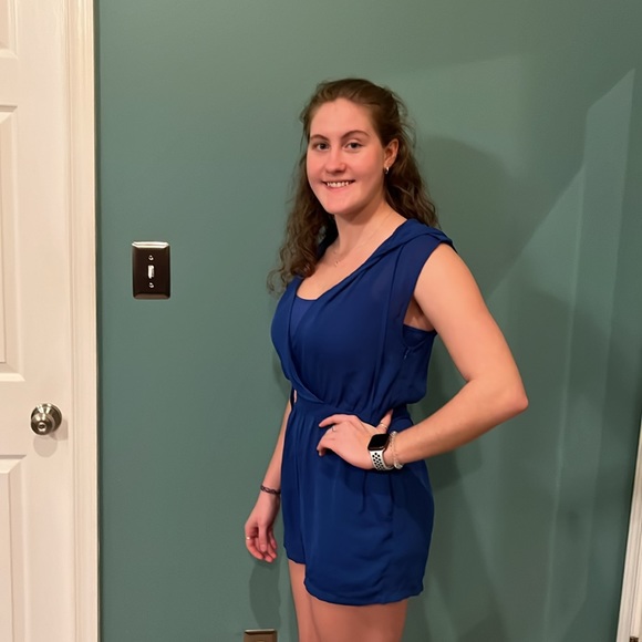 Blue hooded romper. - Picture 2 of 9